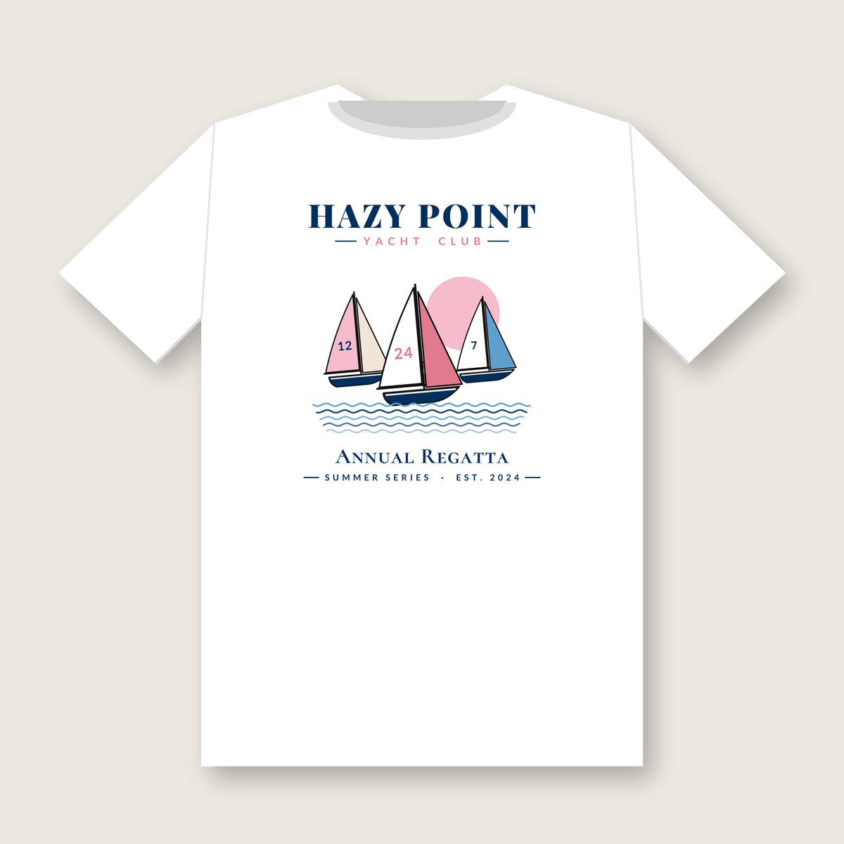 Yacht Club Regatta Tee in White, back print