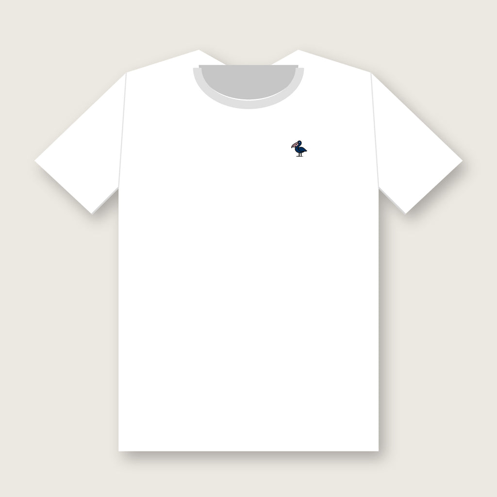 Yacht Club Regatta Tee in White, 1.25-inch pelican on left chest