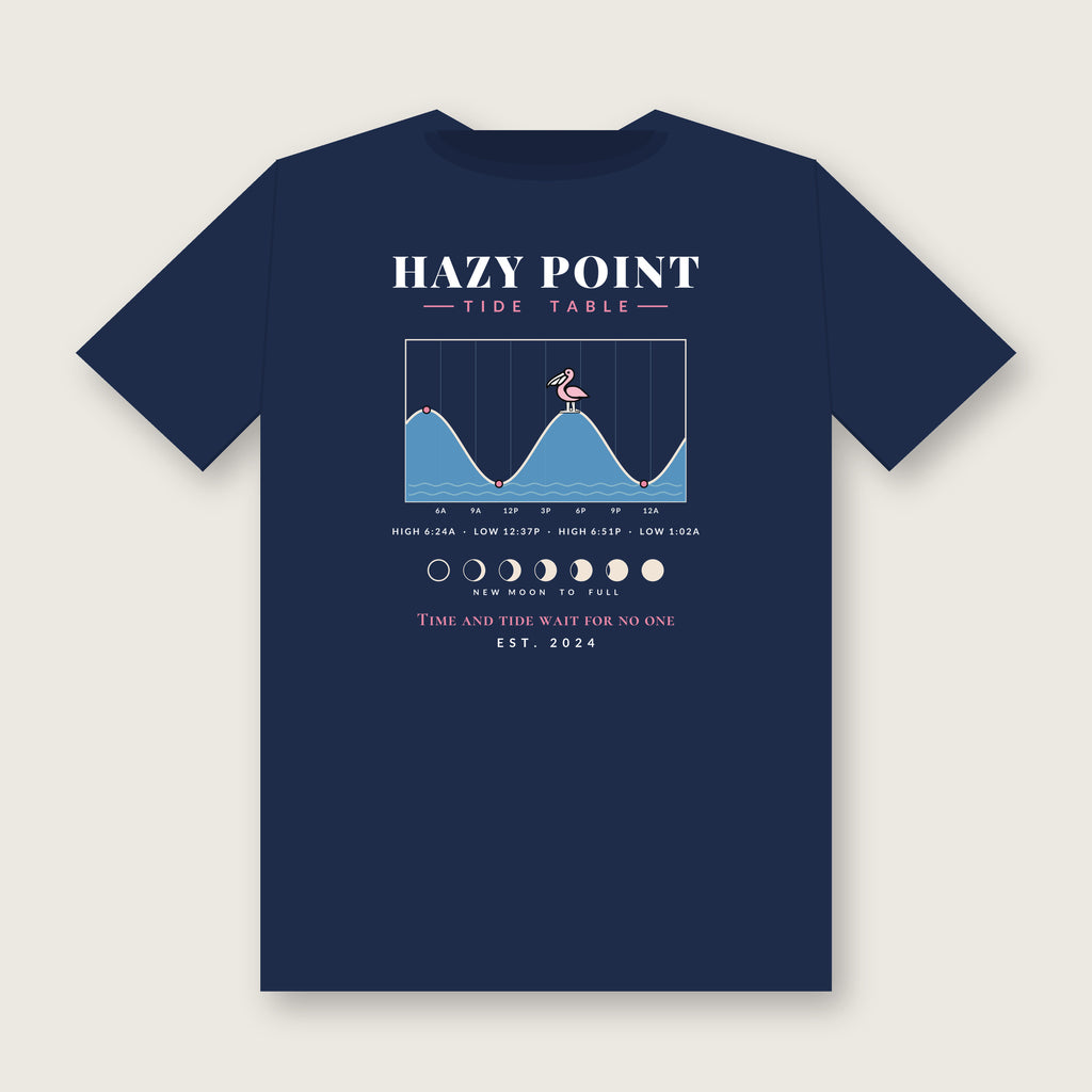 Tide Table Tee in True Navy, back print