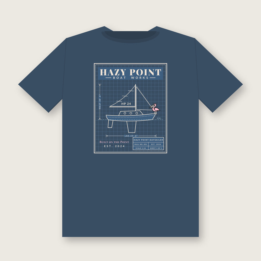 Boat Works Tee in Midnight, back print