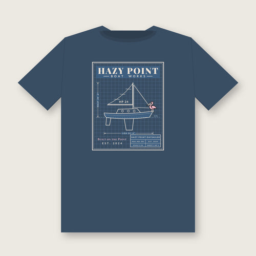 Boat Works Tee in Midnight, back print