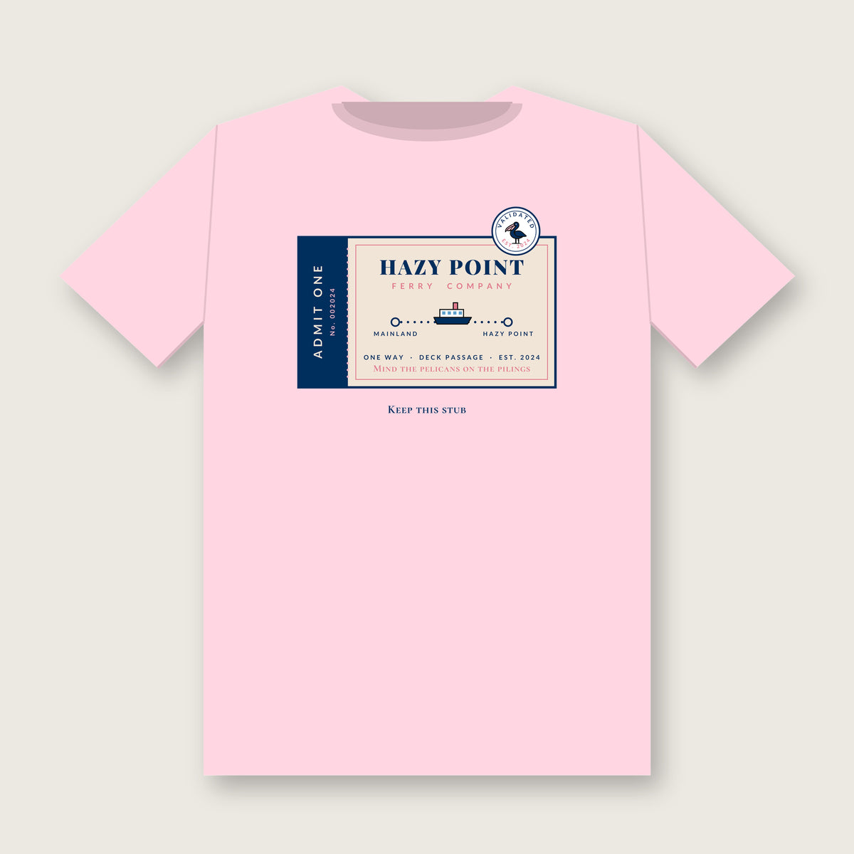 Ferry Ticket Tee in Blossom, back print